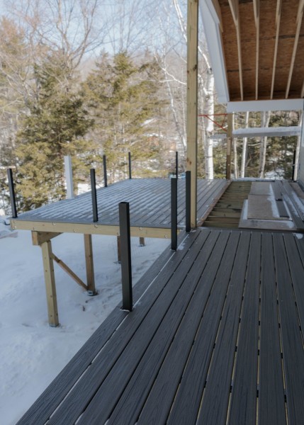 Composite decking has been laid