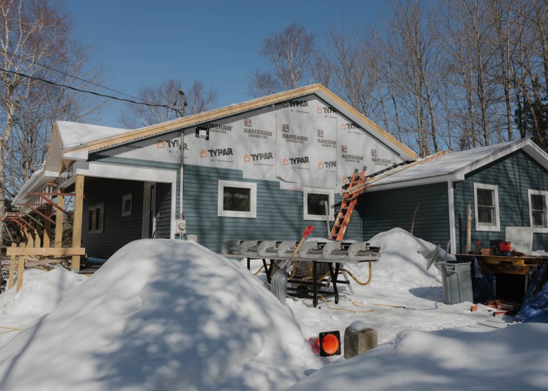 Full view of the porch and roof extension
