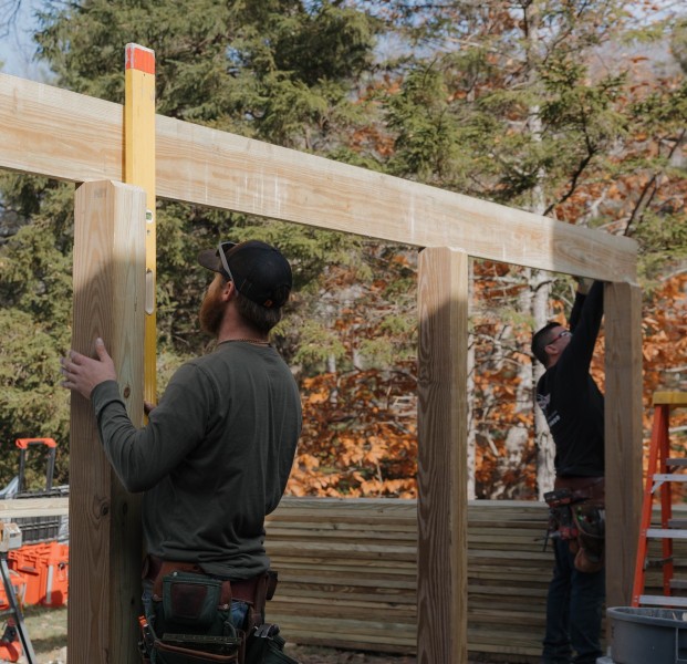 Constructing the porch support beams