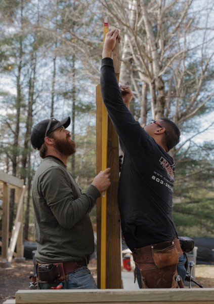 Constructing the porch support beams