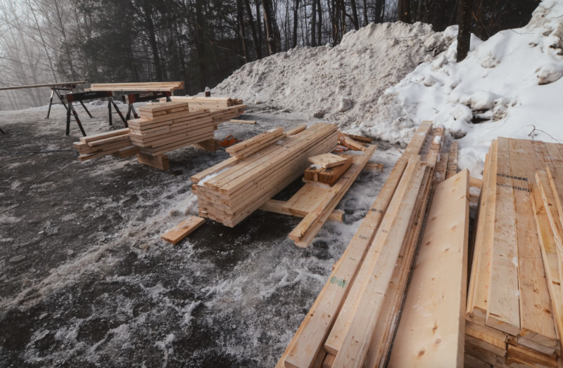 Staging lumber for wall construction